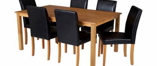 Argos Hampton 150cm Oak Stain Table and 6 Black