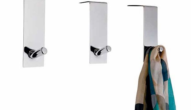 Argos Set of 3 Chunky Over Door Coat Hooks - Chrome