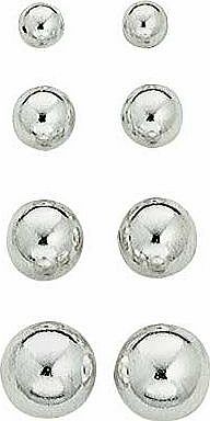 Argos Sterling Silver Ball Stud Earrings - Set of 4