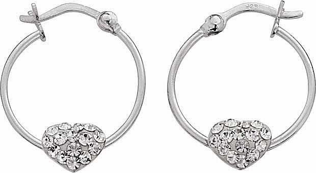 Sterling Silver Crystal Heart Creole Earrings