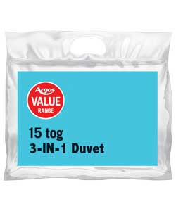 Value Range 15 Tog 3 in 1 Duvet Double Bed