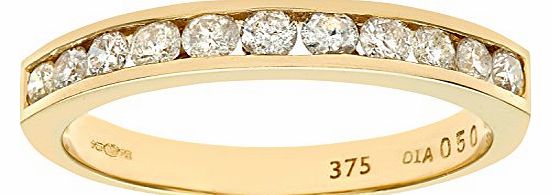 9ct Yellow Gold Diamond Channel Set Eternity Ladies Ring