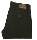 Armani Black Brushed Cotton Zip Fly Jeans - 34 Leg
