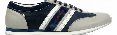 Blue/Grey Leather Trainers