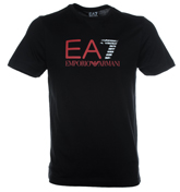 EA7 Black T-Shirt with Printed Design