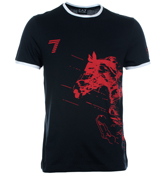 EA7 Dark Slate T-Shirt with Red Print