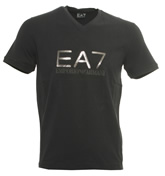 EA7 Dark Slate V-Neck T-Shirt with Metal
