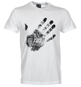 EA7 White T-Shirt with Printed Hand Design