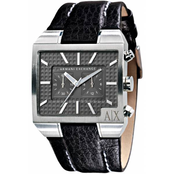 Armani Exchange Black Leather Strap Watch AX2002
