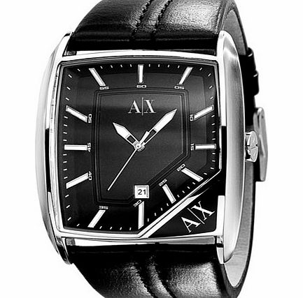 Armani Exchange Black Leather Strap Watch AX2026