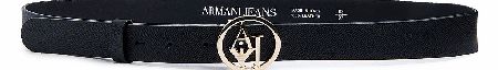 Armani Jeans Black Faux Leather Buckle Belt