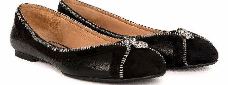 Armani Jeans Black Zip Detail Ballet Flats