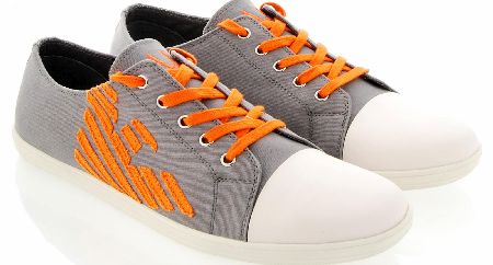 Armani Jeans Contrast Logo Stitched Trainers Grey