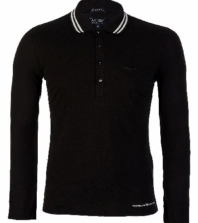 Armani Jeans Contrast Trim Long Sleeve Top Black