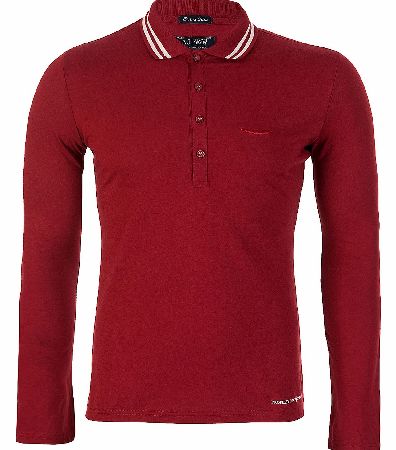 Armani Jeans Contrast Trim Long Sleeve Top Red