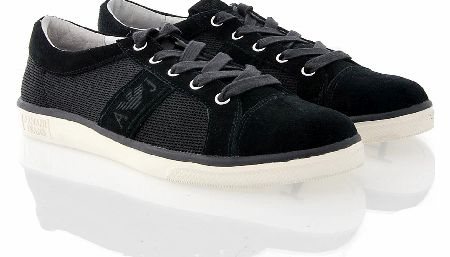 Armani Jeans Mesh Panel Suede Trainers