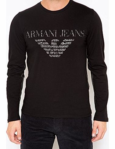 Armani Jeans Script Logo Long Sleeve T-Shirt Black