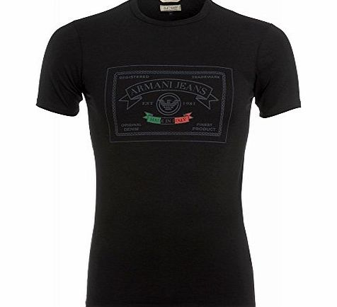 Armani Jeans T-Shirt, Black Extra Slim Fit Tee with Panel Detail Black XXL