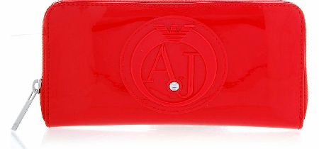 Armani Jeans Womens Patent Zip Purse Red