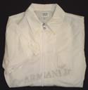 Armani Kids White Full Zip Short Sleeve Cotton Mix Shirt