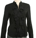 Armani Ladies Armani Black Ruffle Shirt