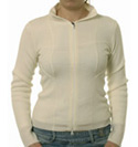 Ladies Armani Cream Full Zip Fleece Wool Sweater.