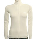 Armani Ladies Armani Cream Full Zip Pique Sweater