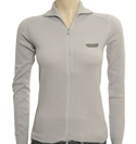 Armani Ladies Armani Grey Full Zip Pique Sweater