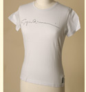 Armani Ladies Armani Light Grey Cotton T-Shirt with Georgio Armani Signature