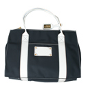 Armani Ladies Armani Navy and White Patent Large Handbag
