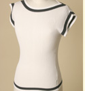 Ladies Armani White & Navy Cotton Viscose Mix Vest Top