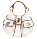 Armani Ladies Armani White and Brown Canvas Bag