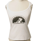 Armani Ladies Armani White Capped Sleeveless T-Shirt with Black Printed Design