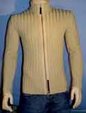 Armani Mens Armani Biscuit Beige Full Zip Ribbed Sweater