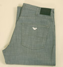 Armani Mens Armani Grey Denim Lightweight Button Fly Jeans - 34 Leg