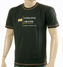 Armani Mens Armani Navy T-Shirt With Yellow & Grey Logo