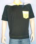 Armani Mens Black V-Neck Cotton Short Sleeve T-Shirt With Yellow Pocket