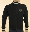 Armani Mens EA7 Navy & Cream Grey Stripe Full Zip High Neck Sweatshirt
