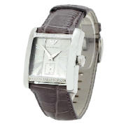 MENS LEATHER STRAP SQUARE FACE WATCH