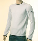 Armani Mens Light Grey with Black Piping Round Neck Wool Sweater