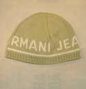 Armani Mens Logo Light Beige & White Cotton Hat