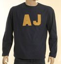 Armani Mens Navy Cotton Reversible Sweatshirt With Gold AJ Logo