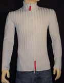 Armani Mens Silver Grey Full Zip Ribbed Sweater