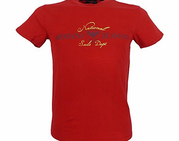 Armani Mens Slim Fit Crew Neck Cotton T-Shirt In Red