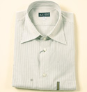 Armani Mens White with Thin Black Stripe Long Sleeve Cotton Shirt