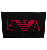 Navy Beach Velour Towel With Large Logo