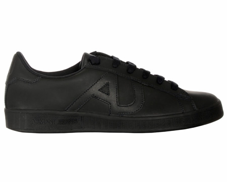 Armani Navy Leather Trainers