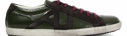 Armani Olive Green Leather Trainers