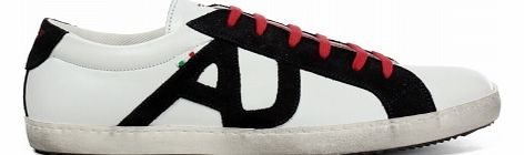 White/Black Leather Trainers