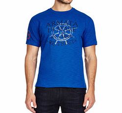 Blue graphic print cotton T-shirt